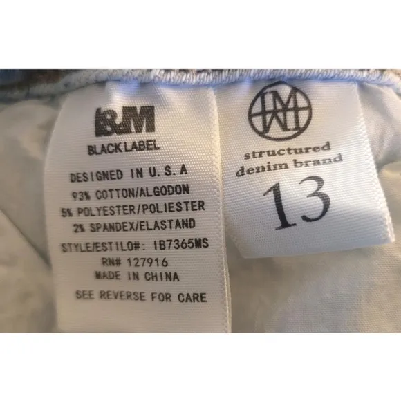 I&amp;M JEANS Blue Denim Emma Tie Dye Size 13 Skinny Black Label Midrise Frayed NWT