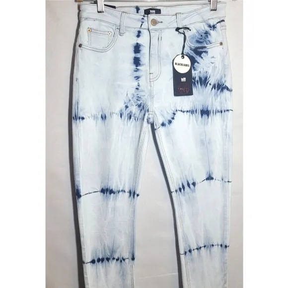 I&amp;M JEANS Blue Denim Emma Tie Dye Size 13 Skinny Black Label Midrise Frayed NWT