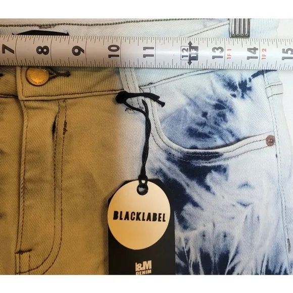I&amp;M JEANS Blue Denim Emma Tie Dye Size 13 Skinny Black Label Midrise Frayed NWT