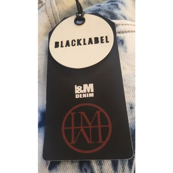 I&amp;M JEANS Blue Denim Emma Tie Dye Size 13 Skinny Black Label Midrise Frayed NWT