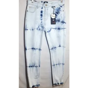 I&amp;M JEANS Blue Denim Emma Tie Dye Size 13 Skinny Black Label Midrise Frayed NWT