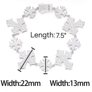 Iced Out Crosses Moissanite Sterling Silver 925 Unisex Bracelet - M301739