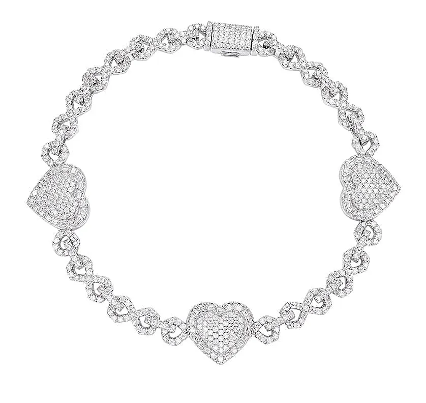 Infinity Heart 925 Sterling Silver 4.67CT Moissanite 8" Bracelet - M306509