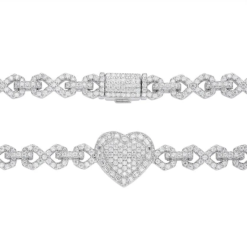Infinity Heart 925 Sterling Silver 4.67CT Moissanite 8" Bracelet - M306509
