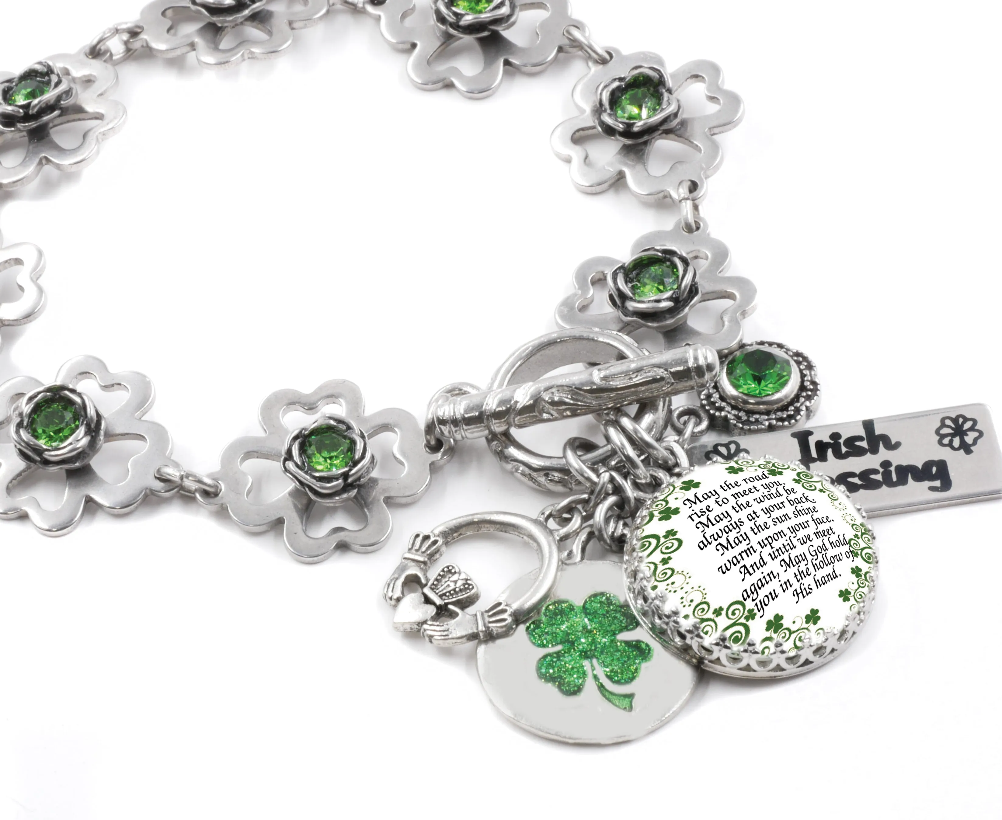 Irish Four Leaf Clover Lucky Charm Bracelet