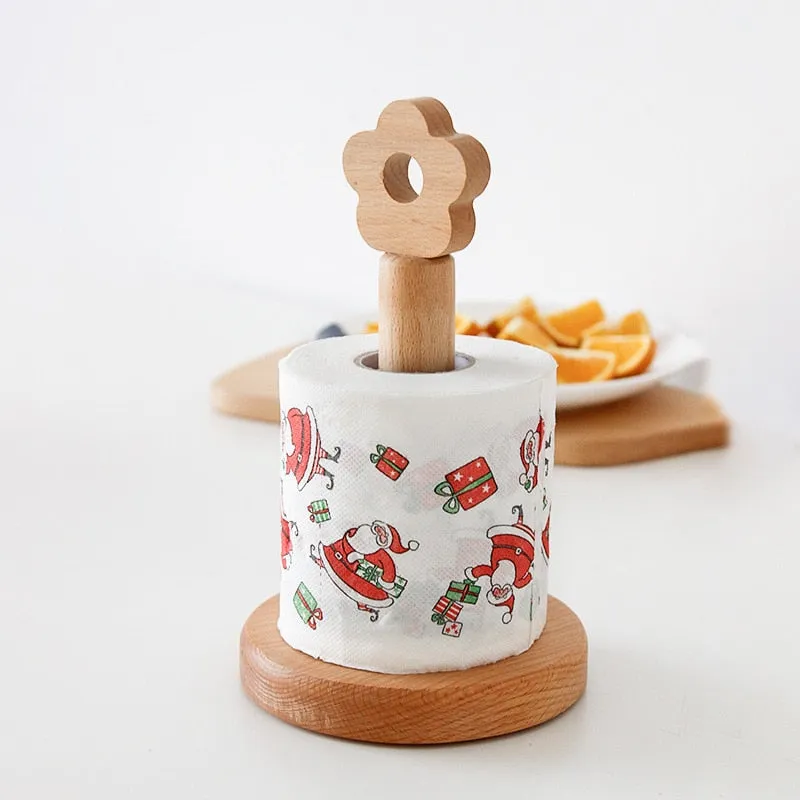 Japanese-Style Solid Wood Paper Towel Roll Holder Rack