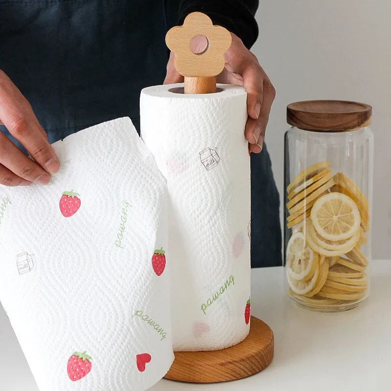 Japanese-Style Solid Wood Paper Towel Roll Holder Rack