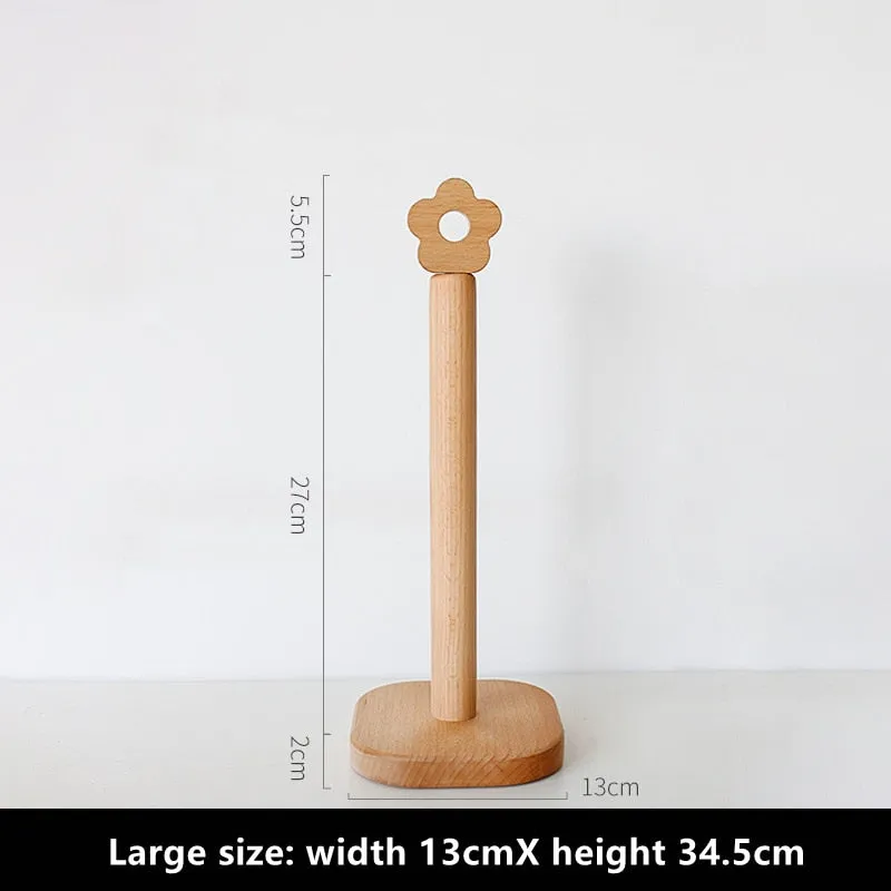 Japanese-Style Solid Wood Paper Towel Roll Holder Rack