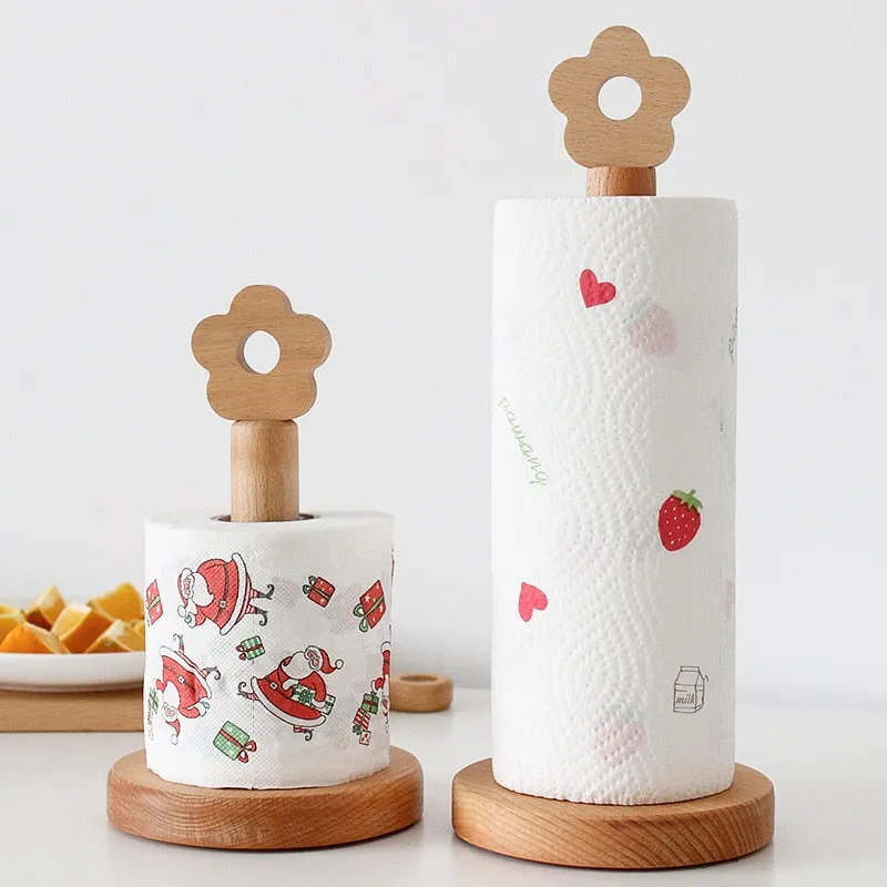 Japanese-Style Solid Wood Paper Towel Roll Holder Rack