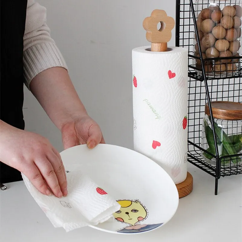 Japanese-Style Solid Wood Paper Towel Roll Holder Rack