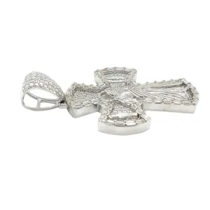 Jesus Cross Lab-Created Moissanite Sterling Silver Charm Pendant - M421629