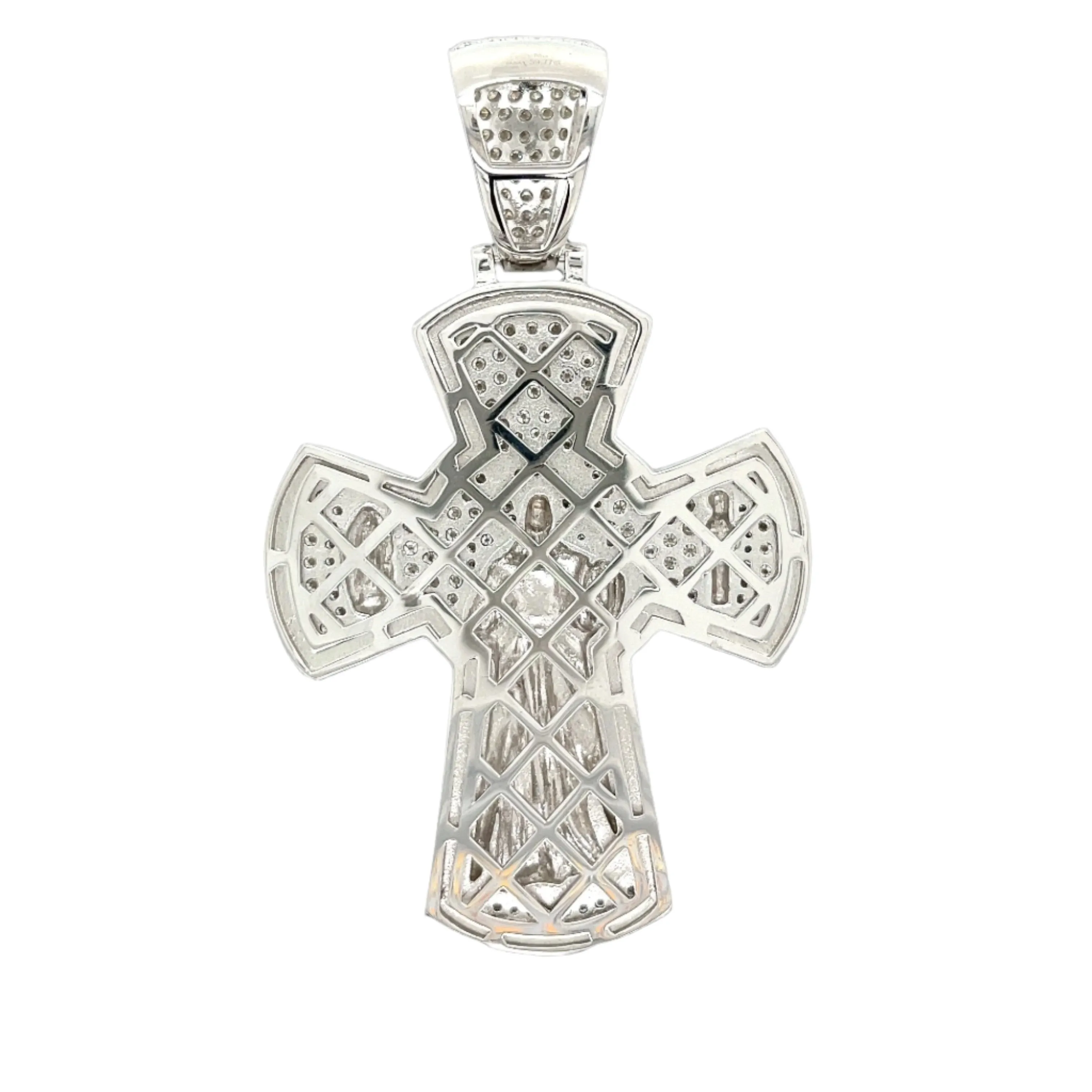 Jesus Cross Lab-Created Moissanite Sterling Silver Charm Pendant - M421629