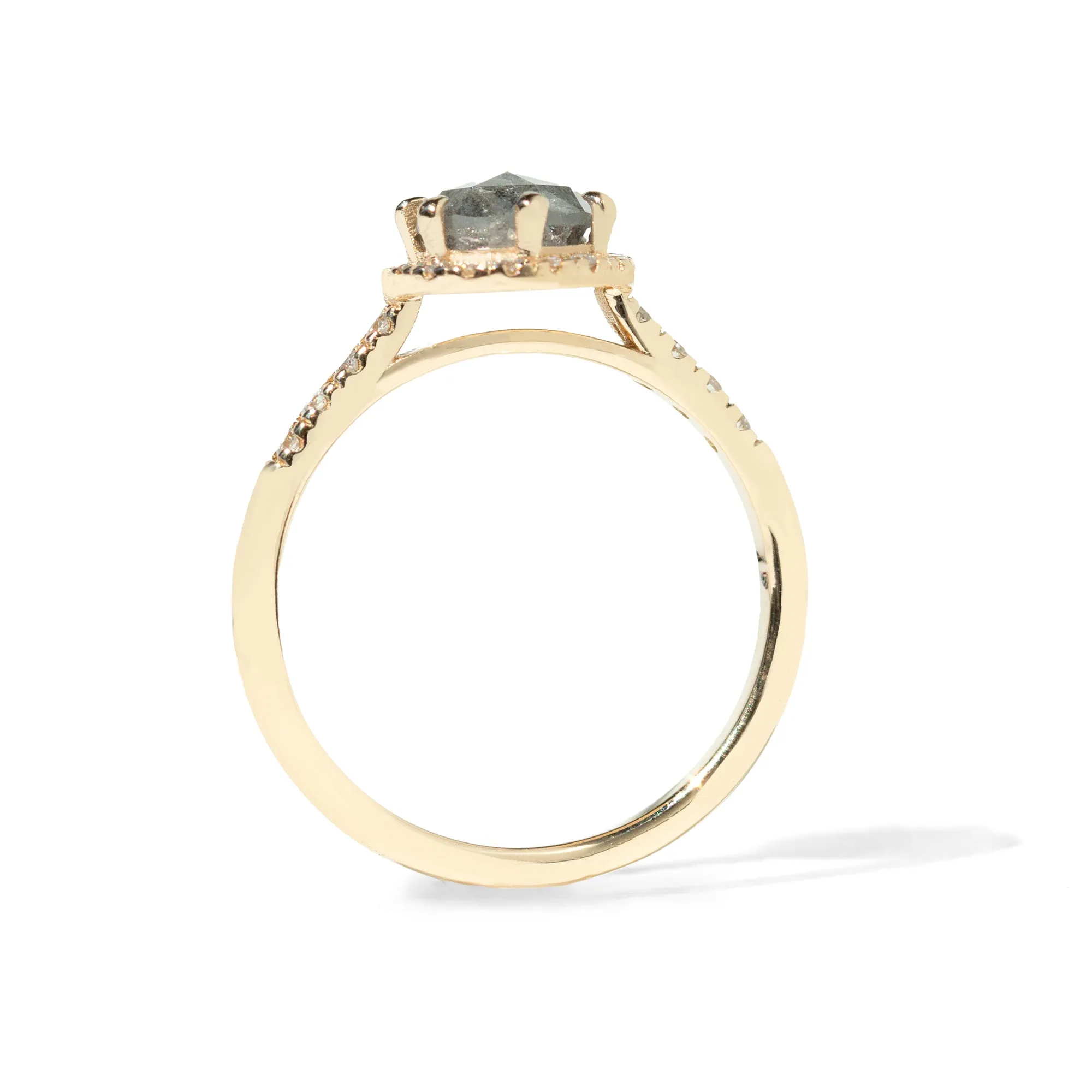 Joy 1.11ct Round Salt and Pepper Diamond Halo Ring