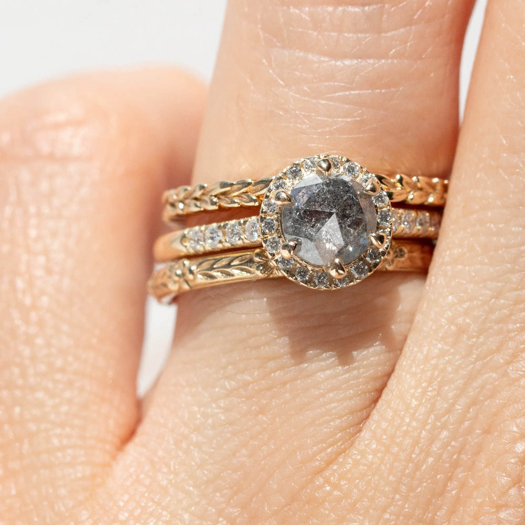 Joy 1.11ct Round Salt and Pepper Diamond Halo Ring
