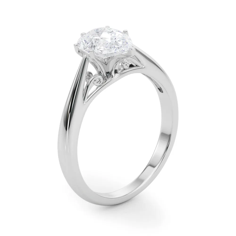Katerina Pear Lab Grown Diamond Solitaire Engagement Ring IGI Certified