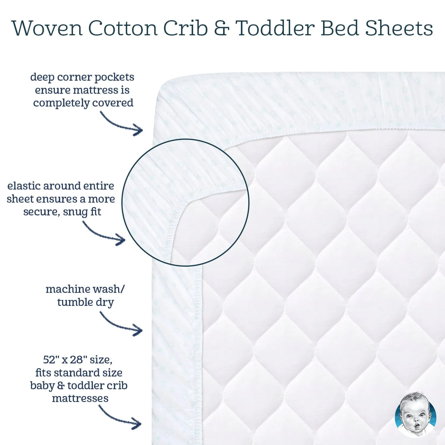 Keepsake Pink Diamond Fitted Linen Crib Sheet