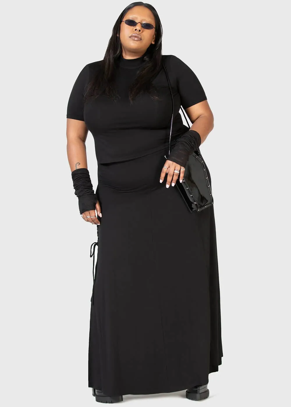 Killstar Kihilist Secretly Weep Maxi Skirt Black