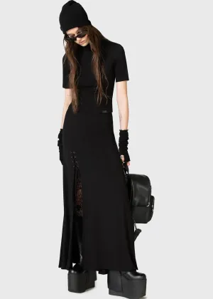 Killstar Kihilist Secretly Weep Maxi Skirt Black
