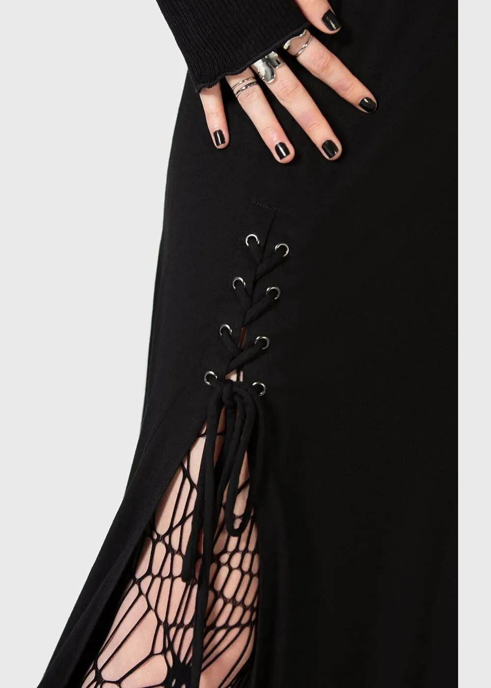 Killstar Kihilist Secretly Weep Maxi Skirt Black