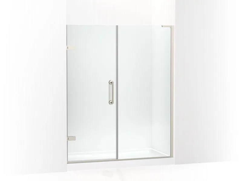 KOHLER K-27617-10L Components 57-1/4"–58" W x 71-1/2" H frameless pivot shower door with 3/8" Crystal Clear glass and back-to-back vertical door pulls