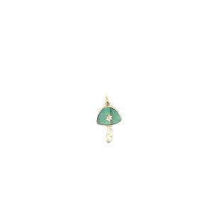 Ladies 14k Yellow Gold Diamond and Malachite mushroom necklace