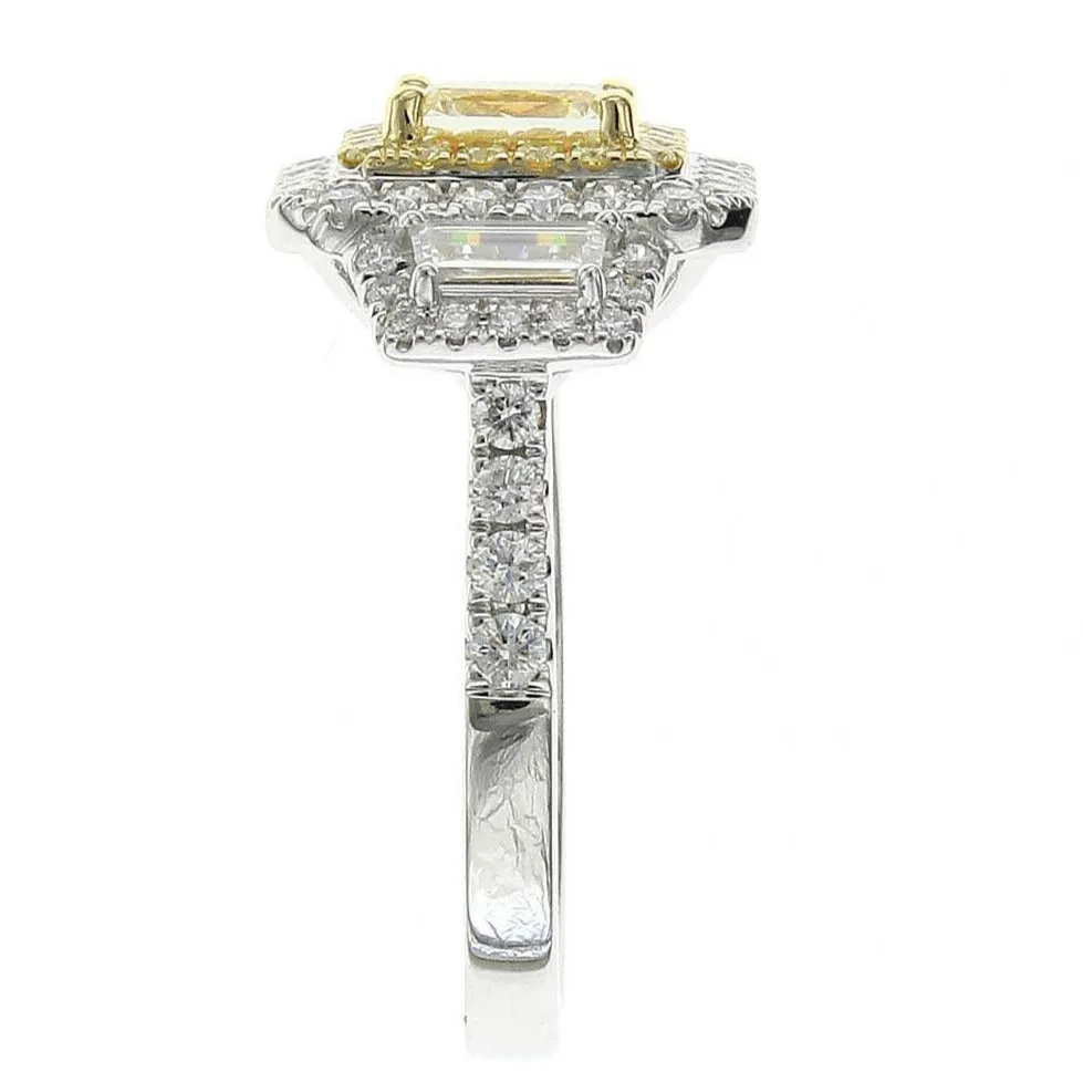Ladies Fancy Yellow Center Side Trapezoid Diamond Ring