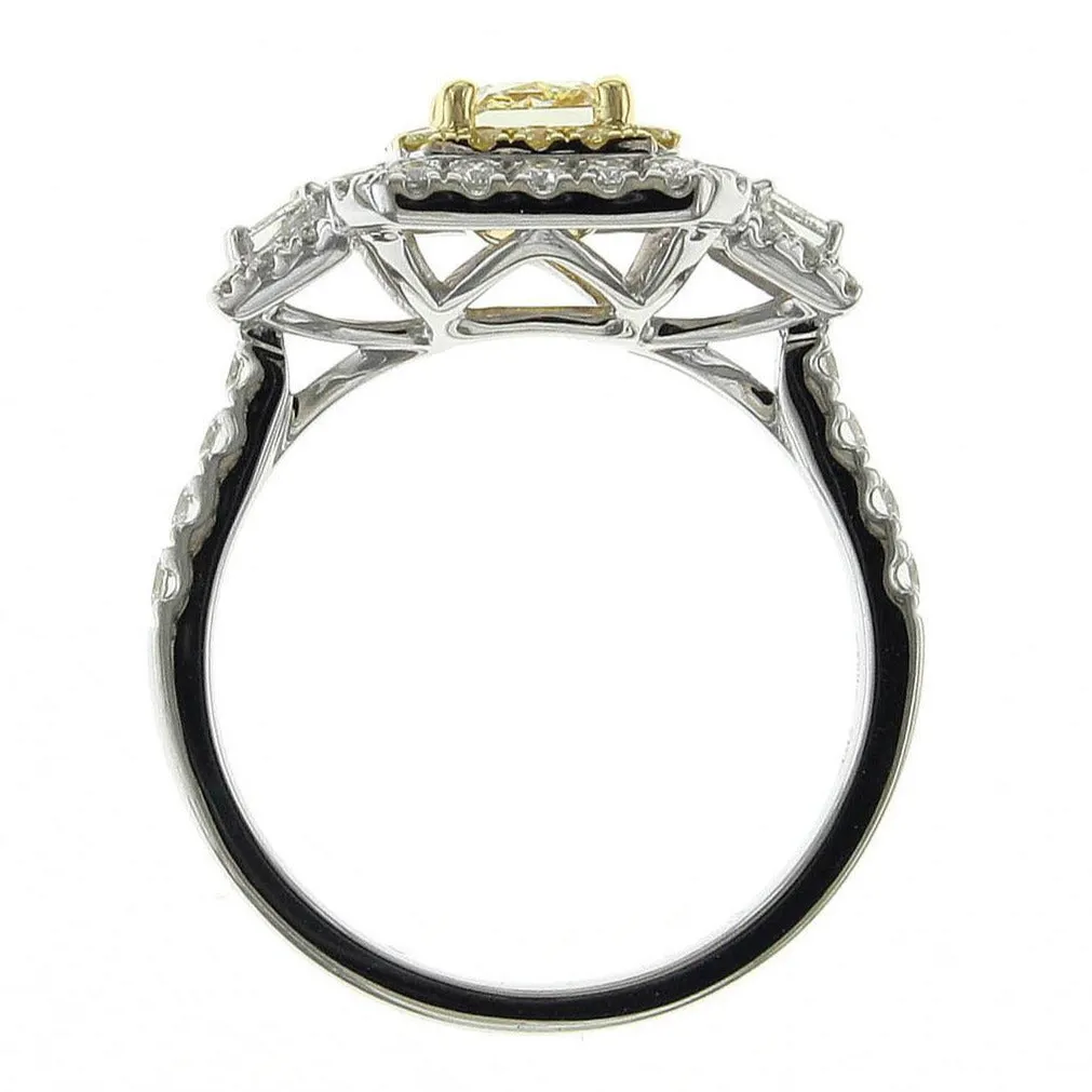 Ladies Fancy Yellow Center Side Trapezoid Diamond Ring
