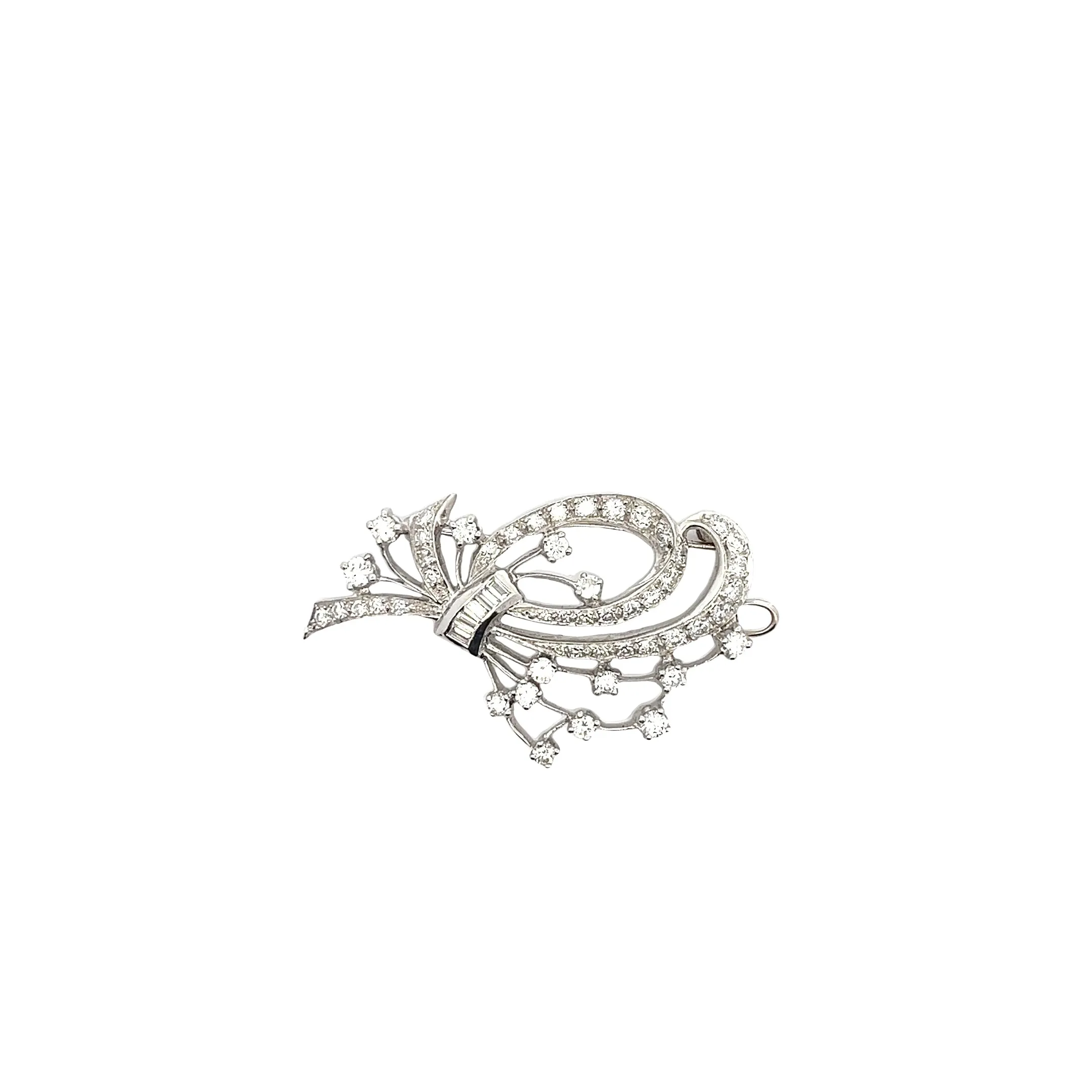 Ladies Platinum Vintage Diamond Pin