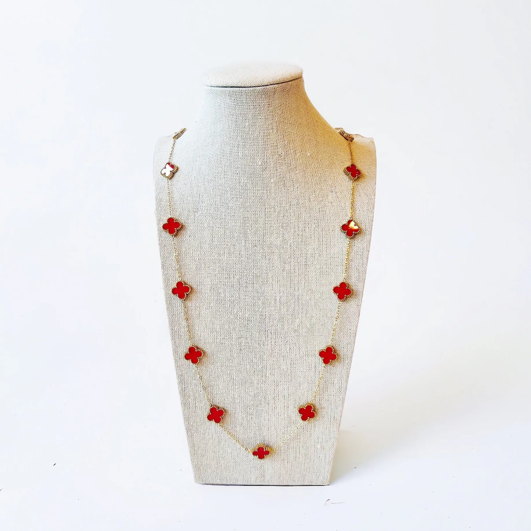 Lady in Red Clover Necklace