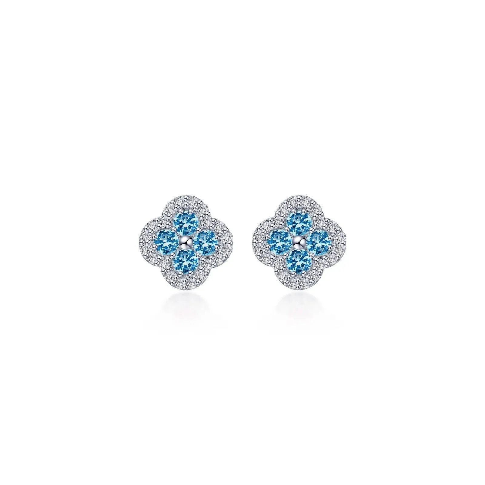 Lafonn Simulated Diamond & Blue Topaz Clover Halo Stud Earrings E0610BTP00