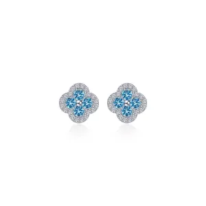 Lafonn Simulated Diamond & Blue Topaz Clover Halo Stud Earrings E0610BTP00