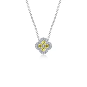 Lafonn Simulated Diamond & Canary Clover Halo Necklace N0335CAP20
