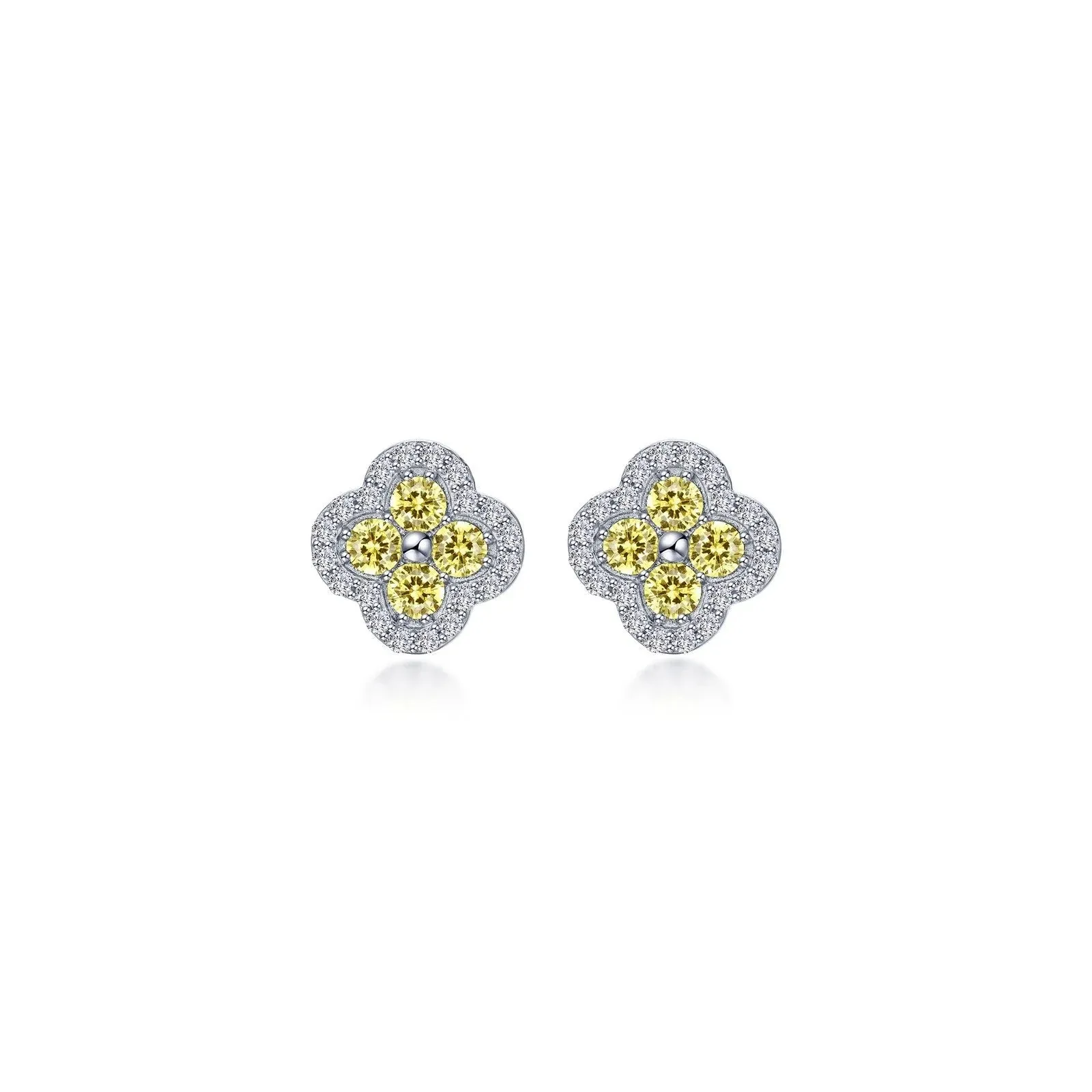 Lafonn Simulated Diamond & Canary Clover Halo Stud Earrings E0610CAP00