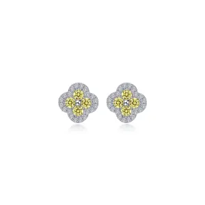 Lafonn Simulated Diamond & Canary Clover Halo Stud Earrings E0610CAP00