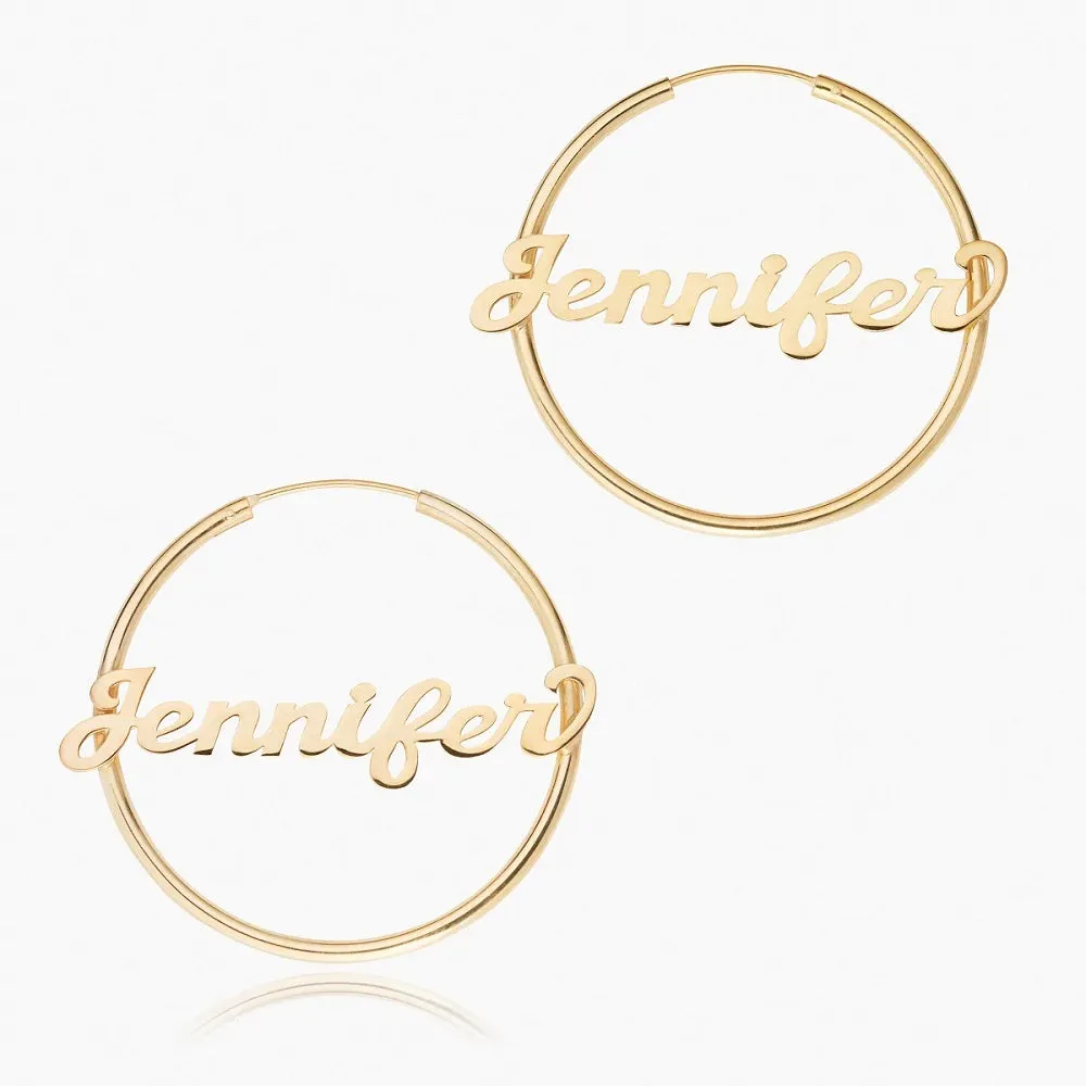 Large Name Hoop Earrings - 4 Sizes