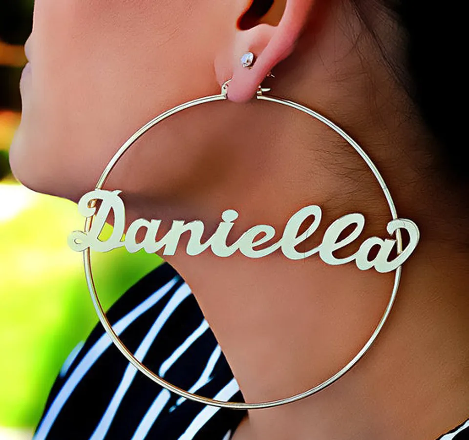 Large Name Hoop Earrings - 4 Sizes