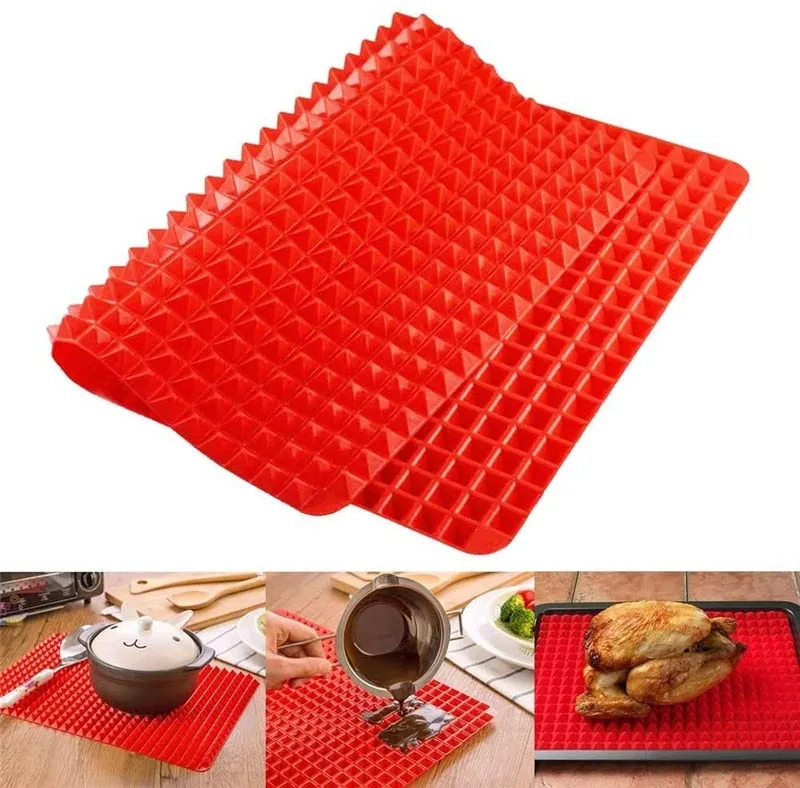 Large Non-Stick Red Pyramid Cone Shaped Silicone Baking and Roasting Mat