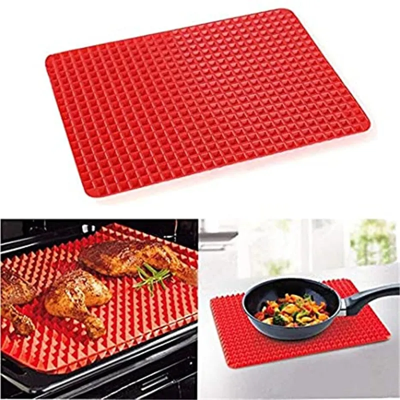 Large Non-Stick Red Pyramid Cone Shaped Silicone Baking and Roasting Mat