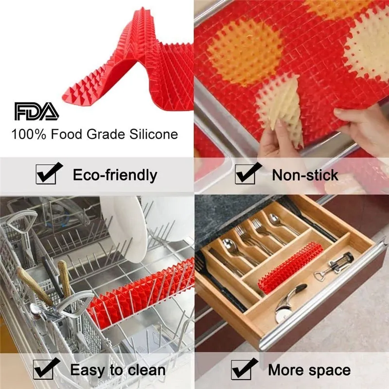 Large Non-Stick Red Pyramid Cone Shaped Silicone Baking and Roasting Mat