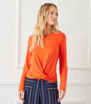 Long Sleeve Drape Front Top