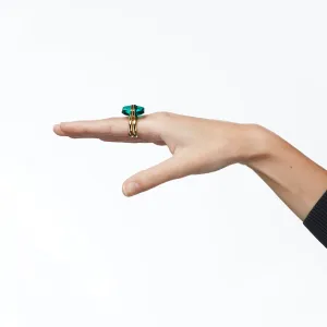 Lucent ring Magnetic, Green, Gold-tone plated