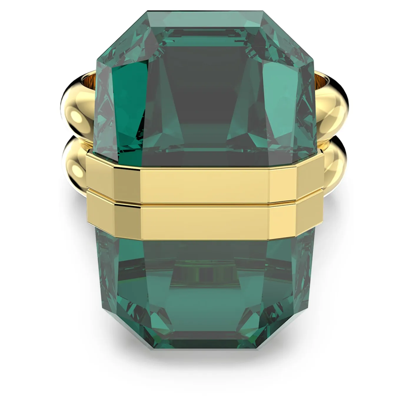 Lucent ring Magnetic, Green, Gold-tone plated