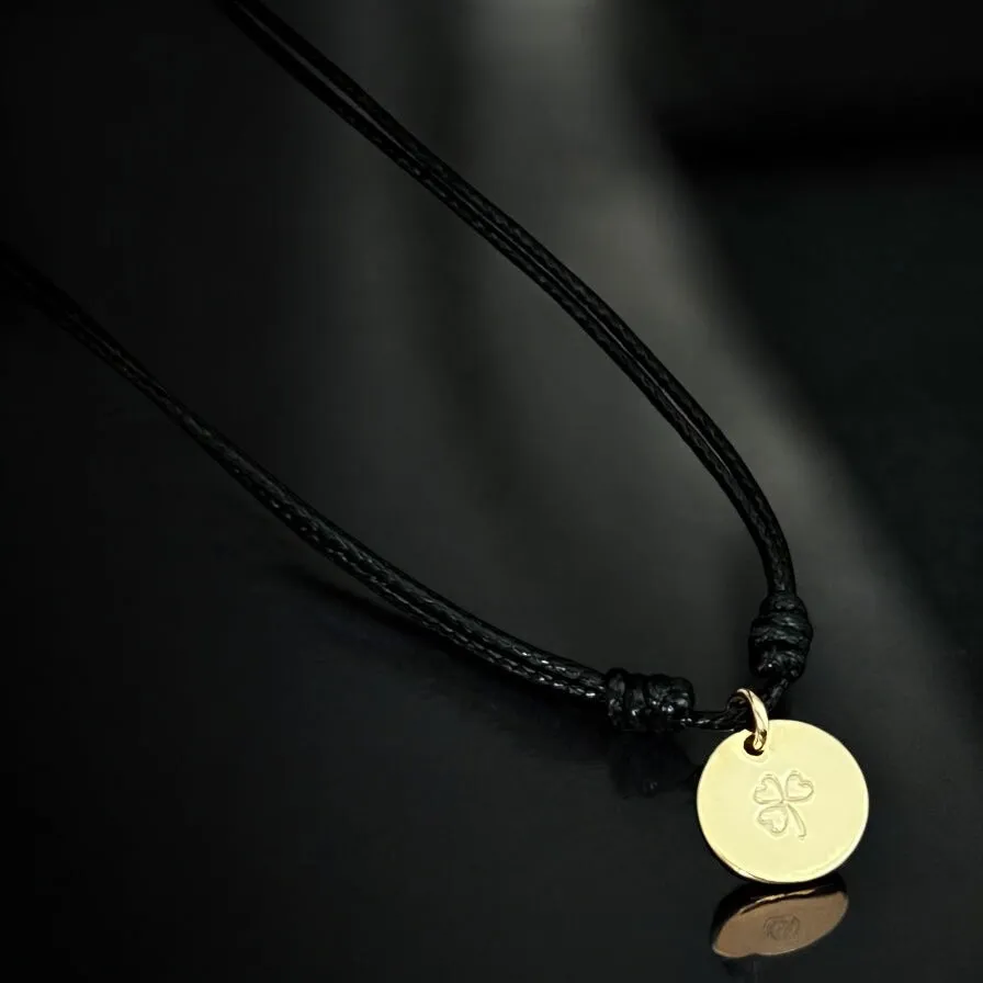 Luck & Fortune – Tiny Clover Coin Cord Necklace