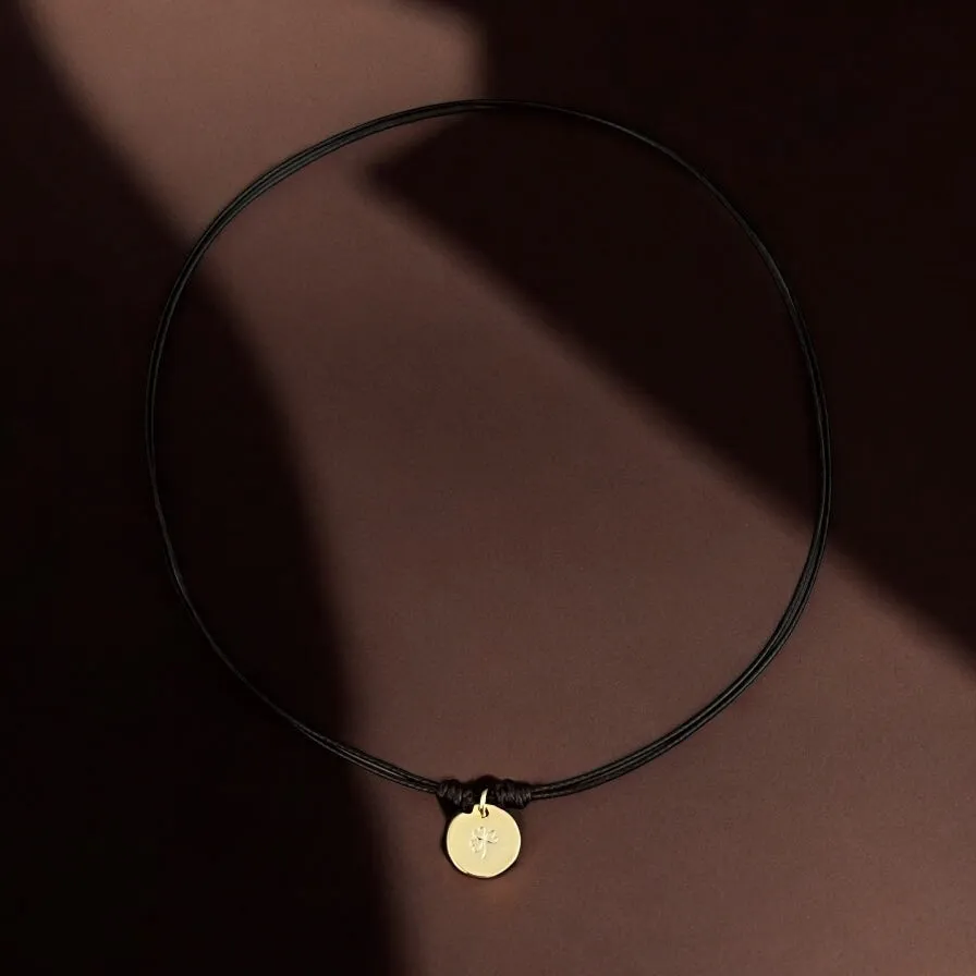 Luck & Fortune – Tiny Clover Coin Cord Necklace