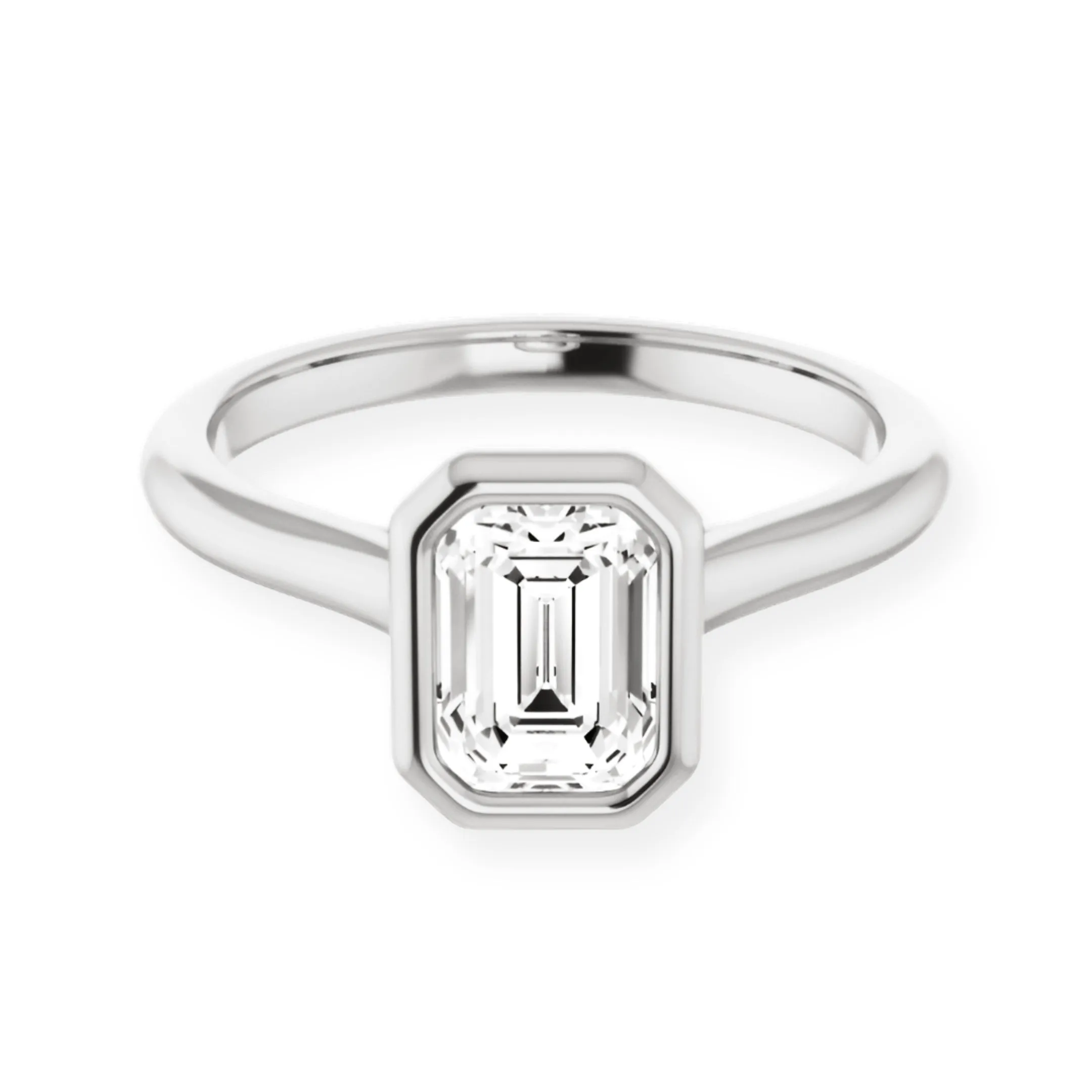 Luna Bezel Emerald Solitaire Engagement Ring