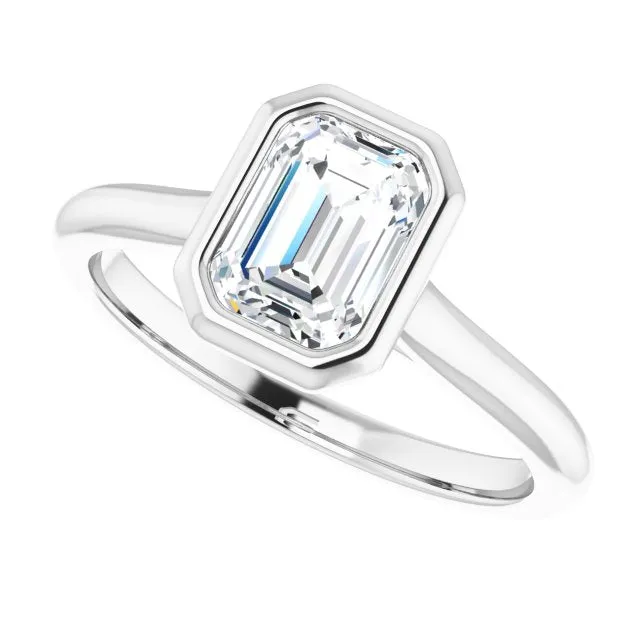 Luna Bezel Emerald Solitaire Engagement Ring