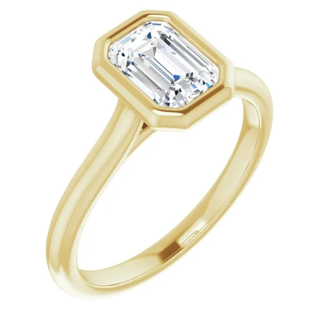 Luna Bezel Emerald Solitaire Engagement Ring