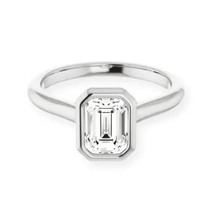 Luna Bezel Emerald Solitaire Engagement Ring