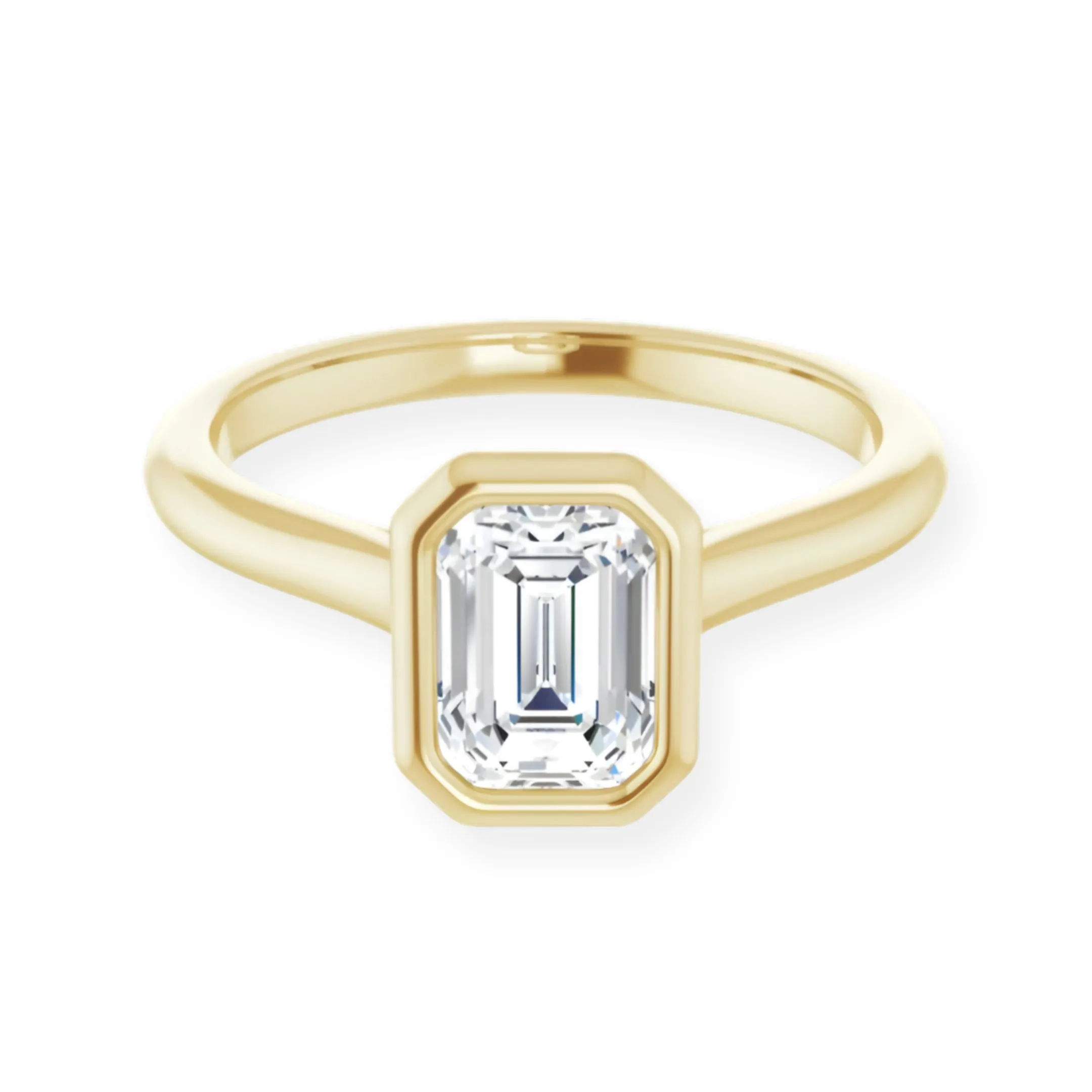 Luna Bezel Emerald Solitaire Engagement Ring