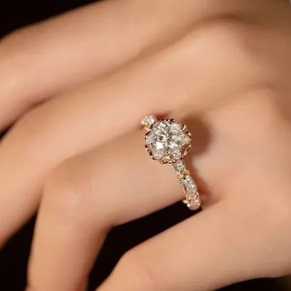 Luxurious 0.5 Ct Round Diamond Two-Toned Engagement Ring